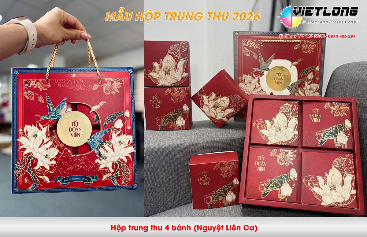 Vỏ hộp bánh trung thu 4 bánh 2026 Nguyệt Liên Ca