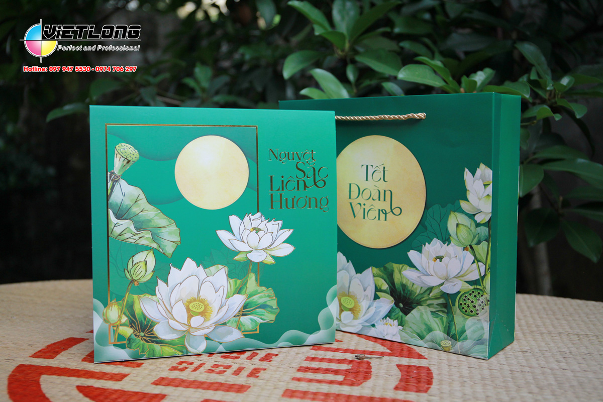 Sỉ lẻ mẫu hộp bánh trung thu 4 bánh 2025 màu xanh lá ấn tượng