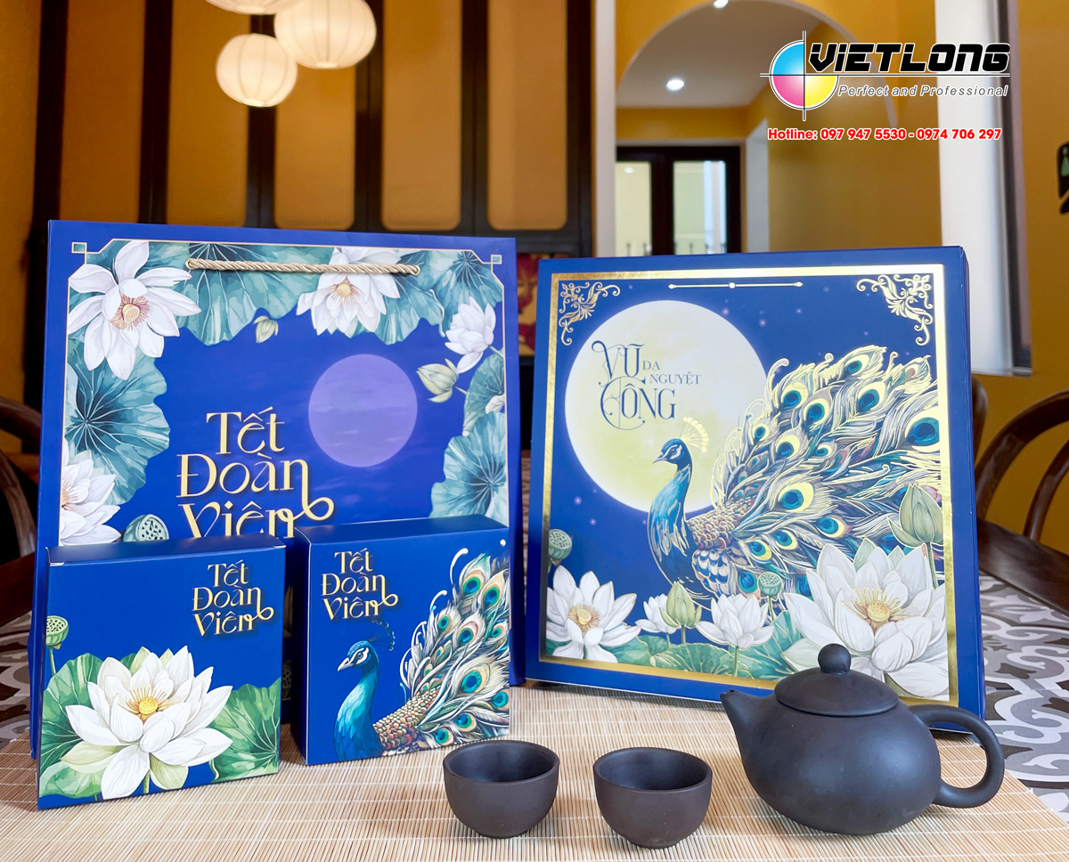 Mẫu vỏ hộp trung thu 2025 mẫu chim công