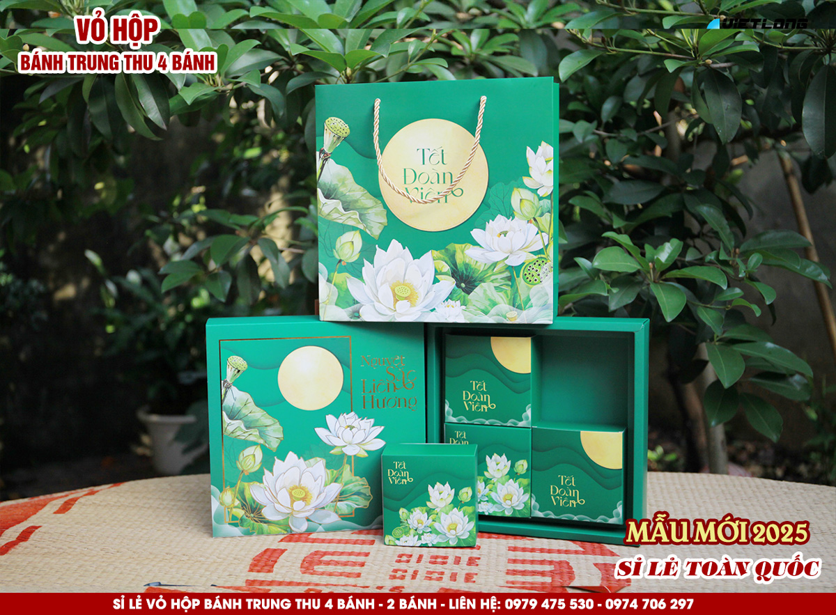 Vỏ hộp nguyệt sắc liên hương - Hộp 4 bánh 2025