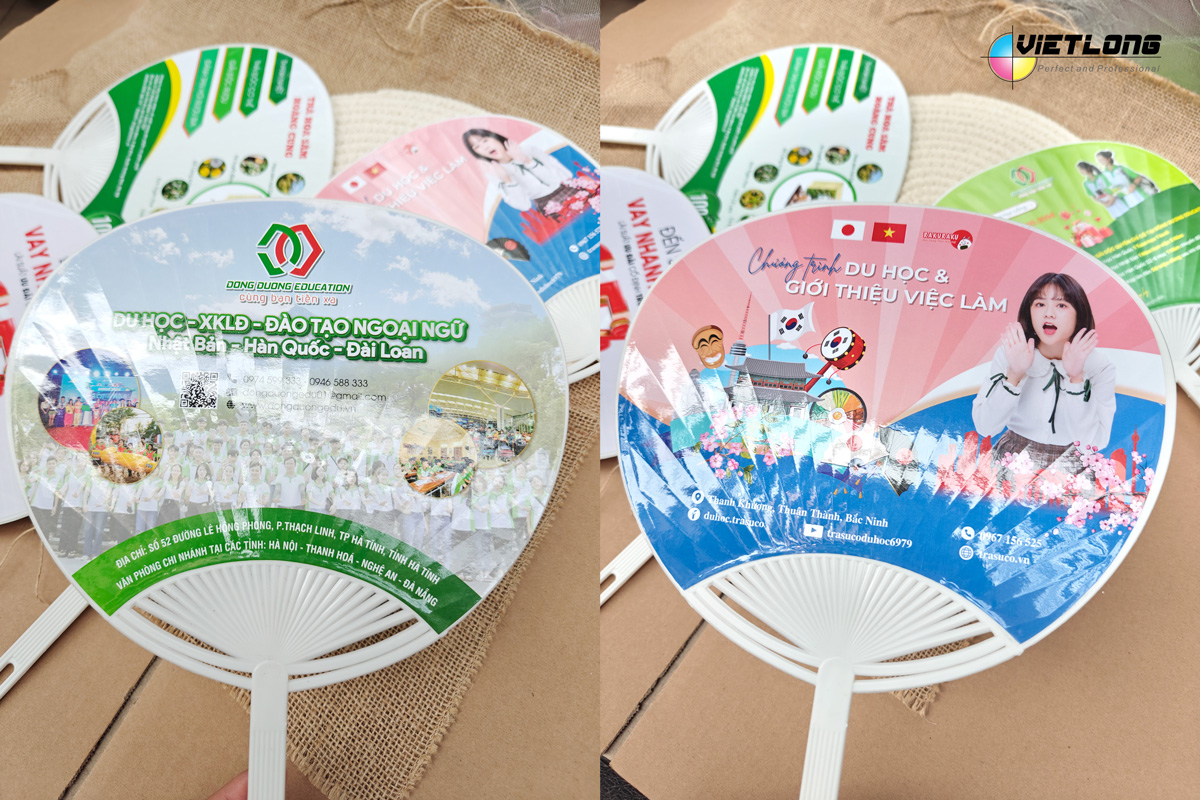 In Quạt nhựa nan hoa quảng cáo