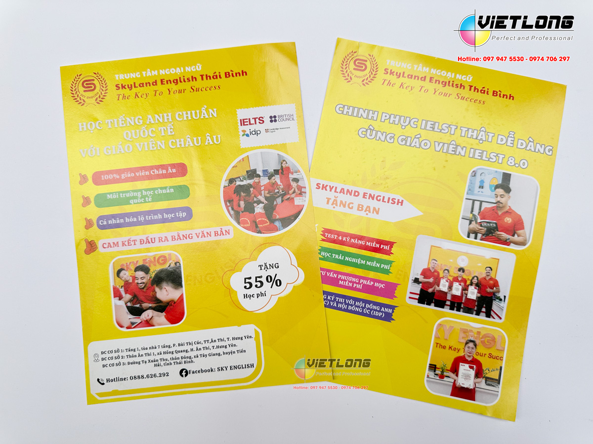 In tờ rơi cho trung tâm ngoại ngữ