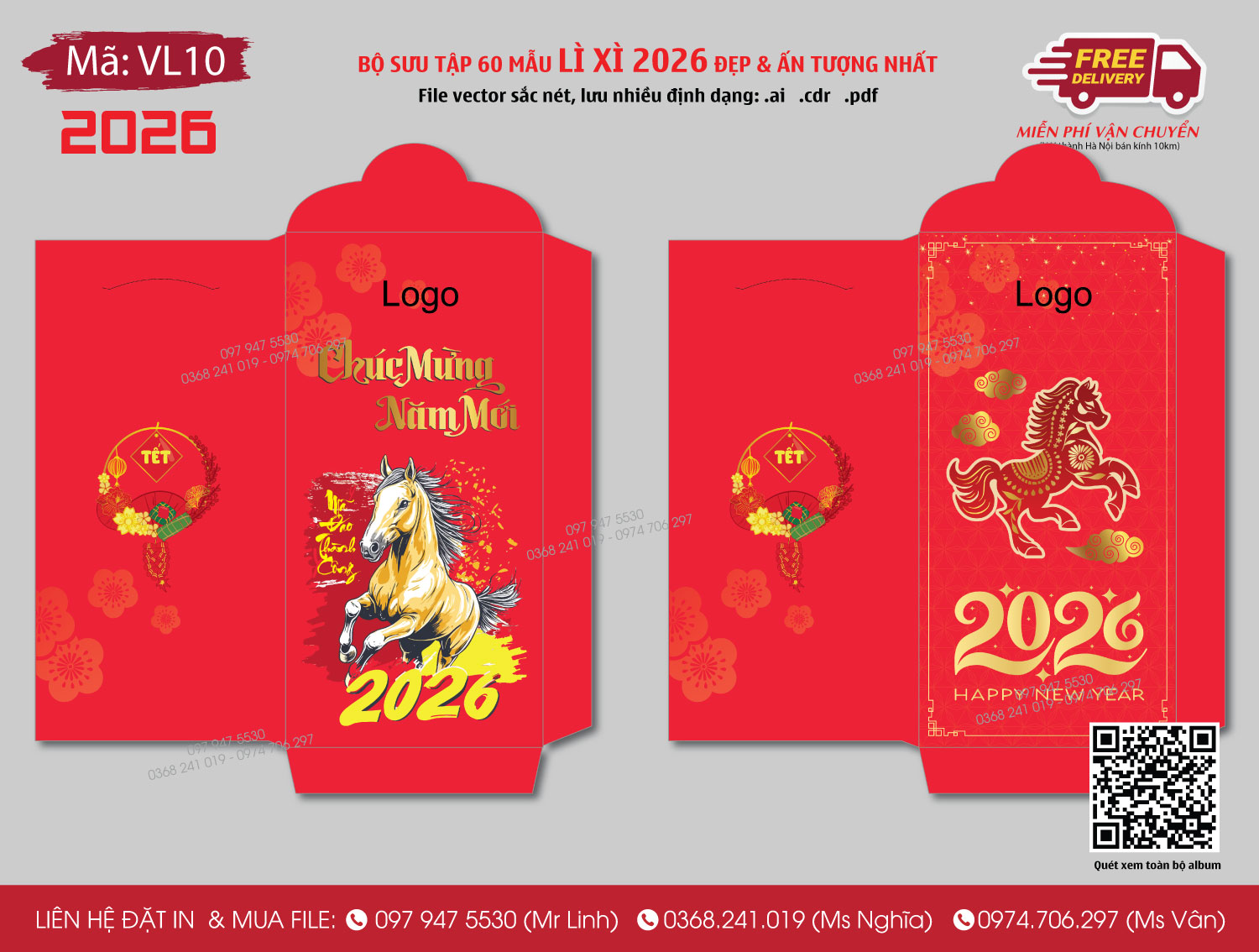 Bao lì xì Tết 2026 năm con ngựa