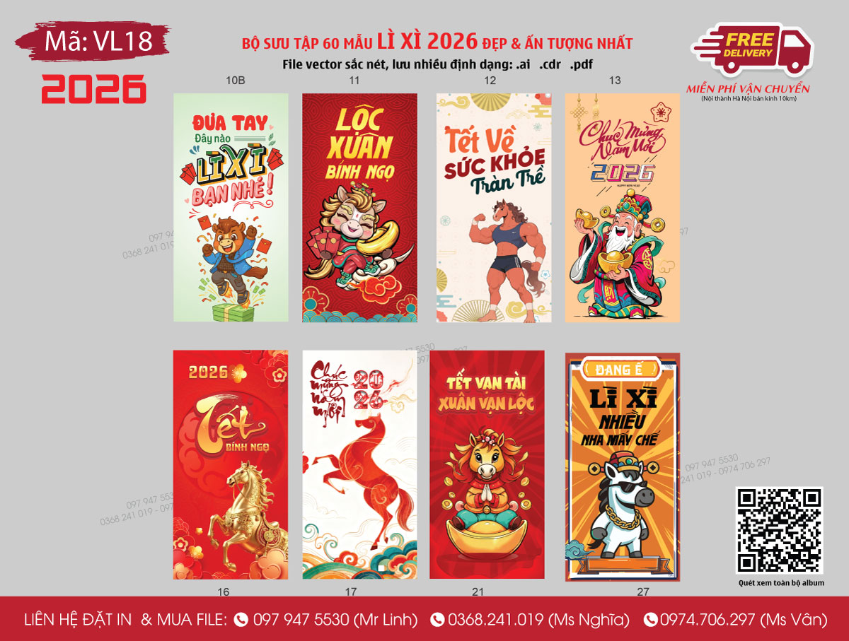 Mẫu lì xì 2026 ngộ nghĩnh dễ thương