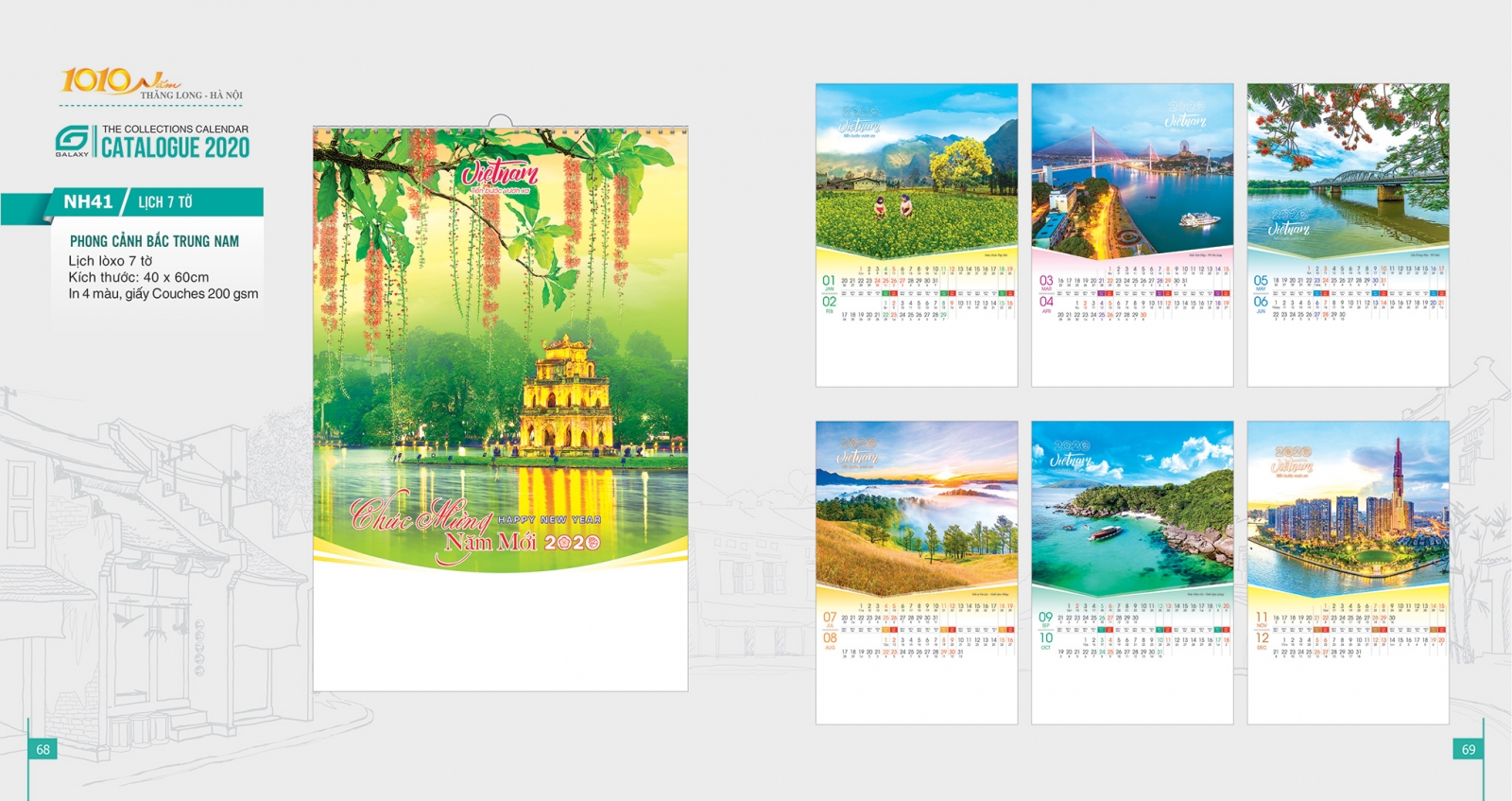Tổng hợp 1 số mẫu lịch 2020 đẹp và ấn tượng chủ đề Thắng Cảnh Hà Nội