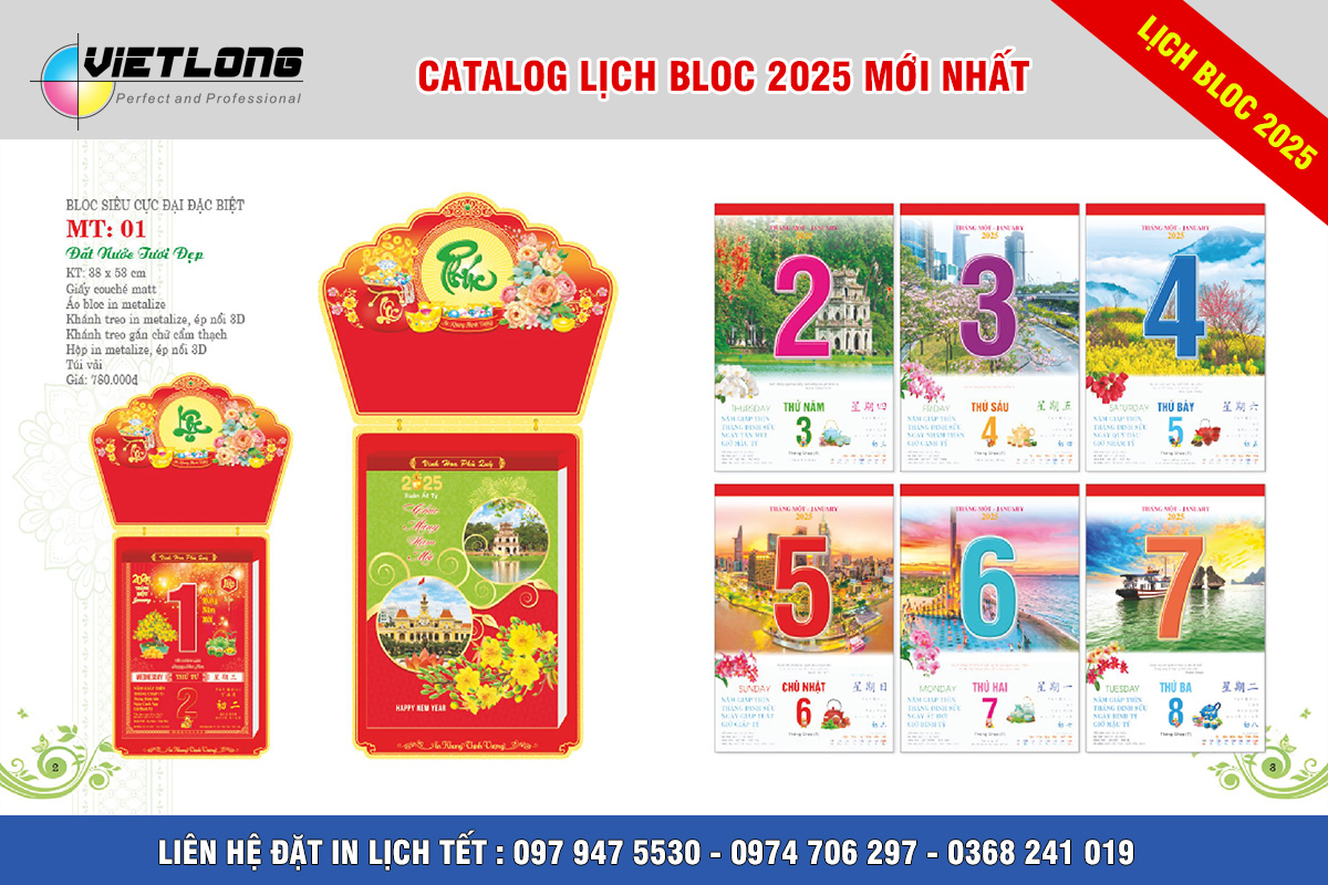 công ty in lịch Bloc 2025 siêu cực đại đặc biệt