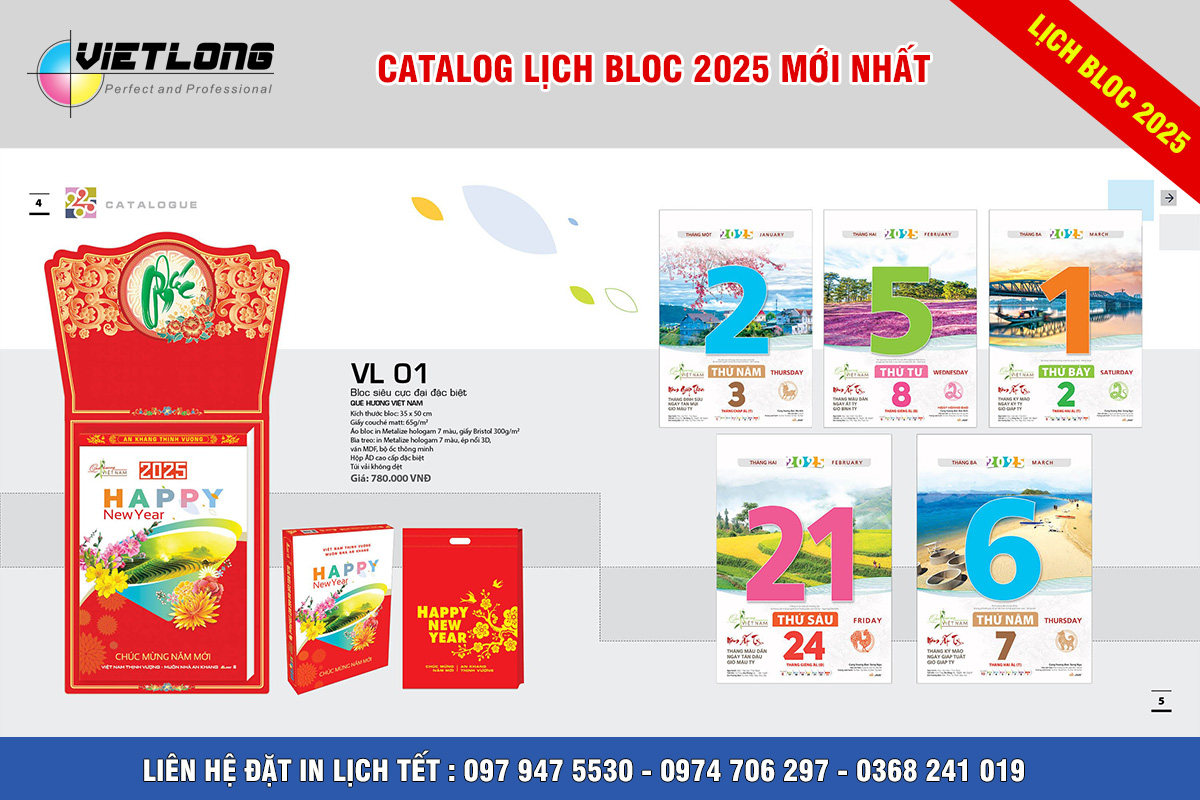 Lịch bloc 2025 cỡ to nhất cho nhà biệt thự