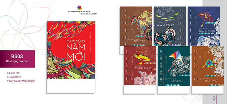 in lịch Tết treo tường 7 tờ giá rẻ