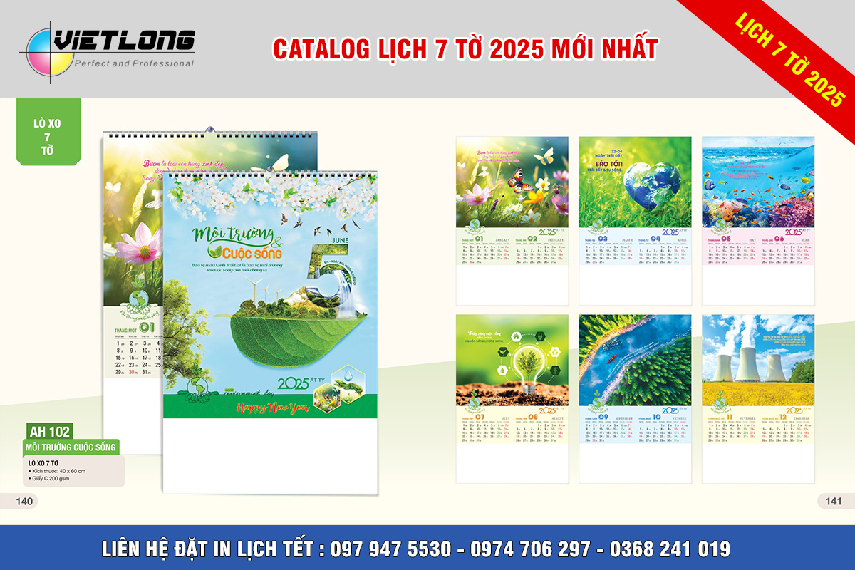 mẫu lịch 2025 7 tờ đẹp