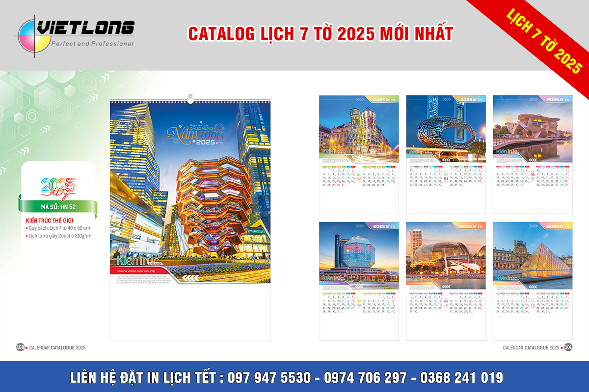 Lịch Tết treo tường 2025 kiến trúc thế giới