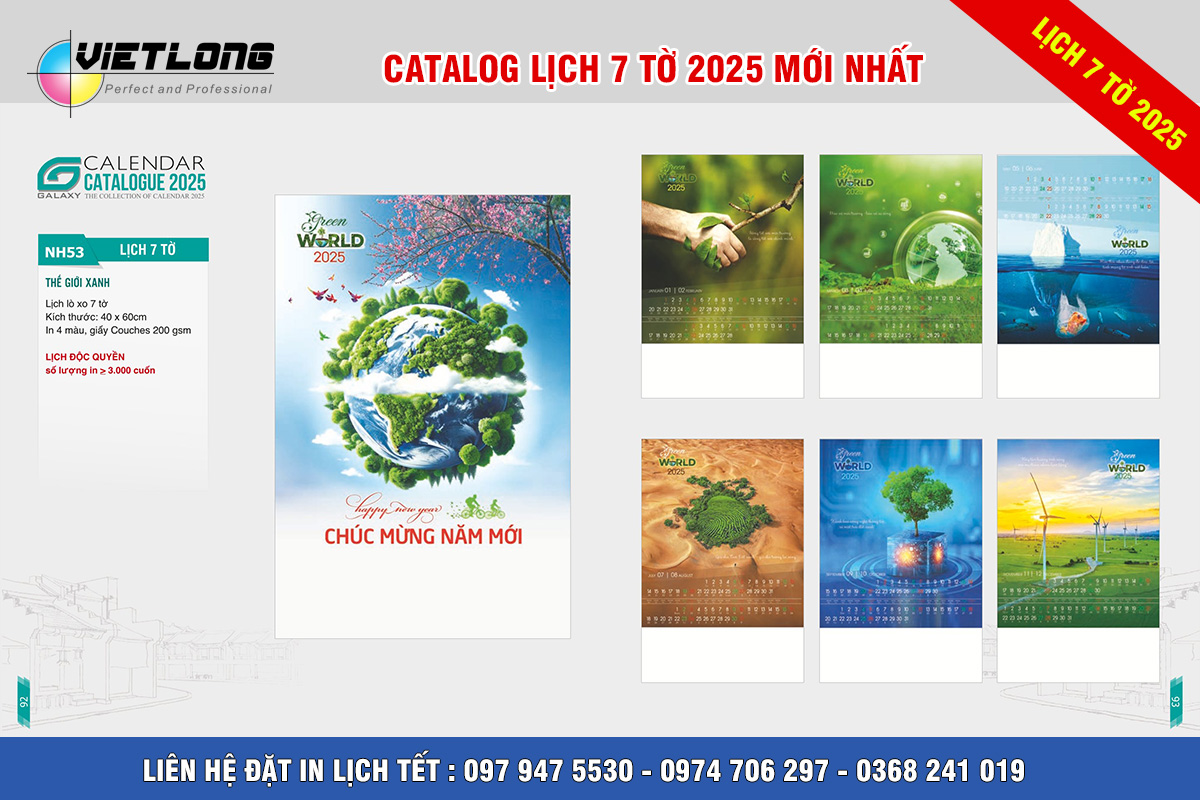 mẫu lịch Tết 2025 Thế giới xanh