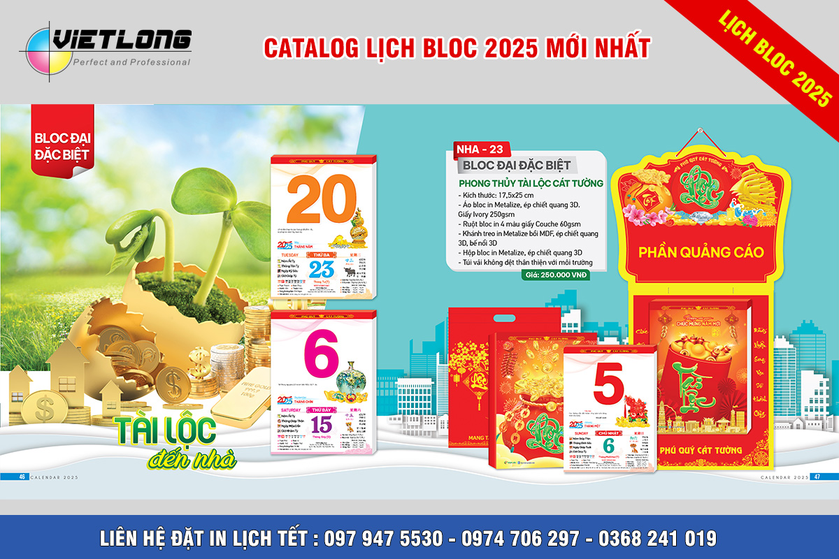 In lịch Bloc 2025 đại đặc biệt tại Hà Nội 17x24cm mã NHA23