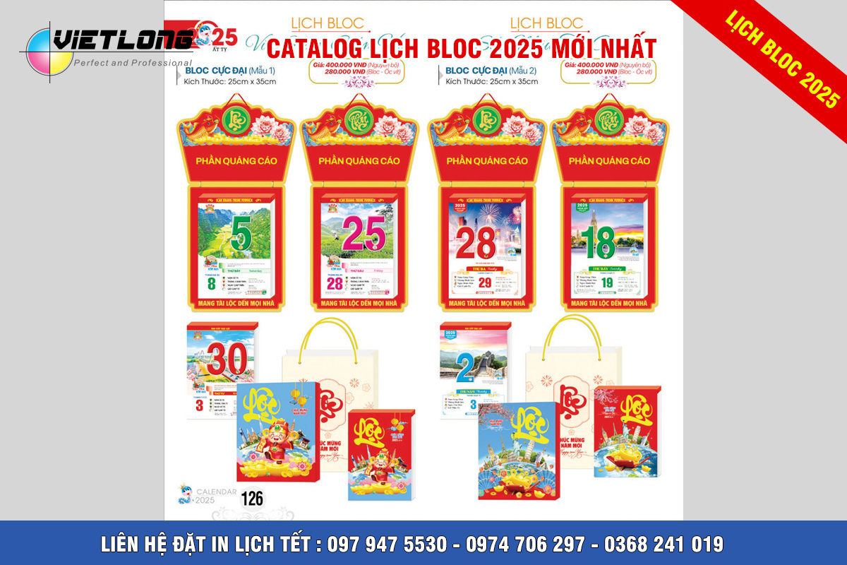 in lịch Bloc 2025 siêu đại 25x35cm tại Hà Nội