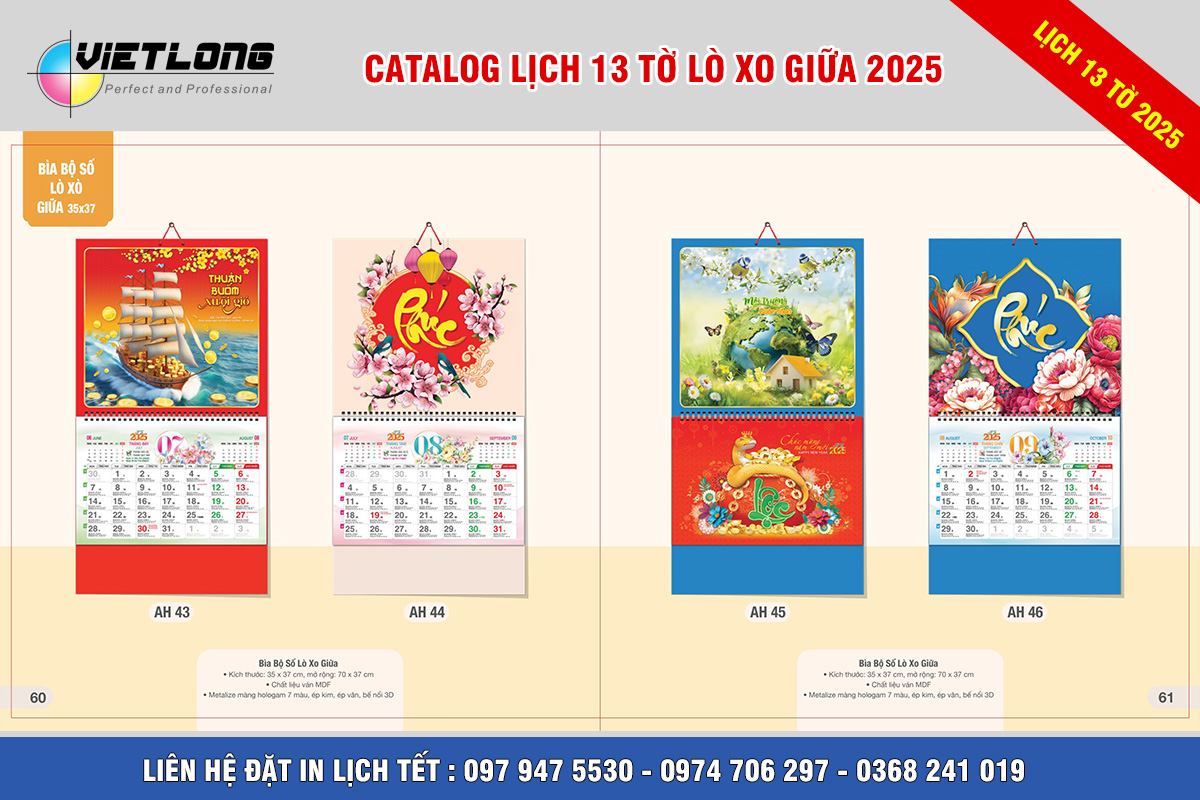 In lịch TẾt 13 tờ 2025 gắn bộ số