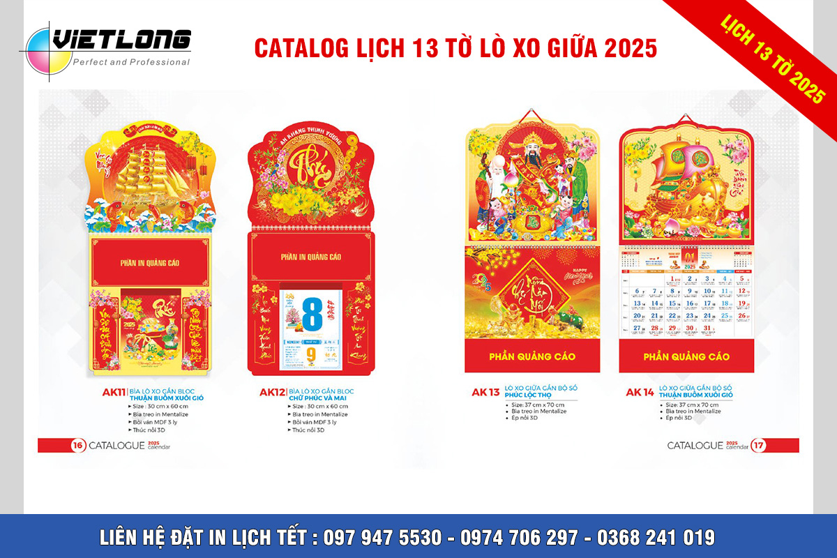 Công ty in lịch TẾt 2025 lò xo giữa giá rẻ Hà Nội