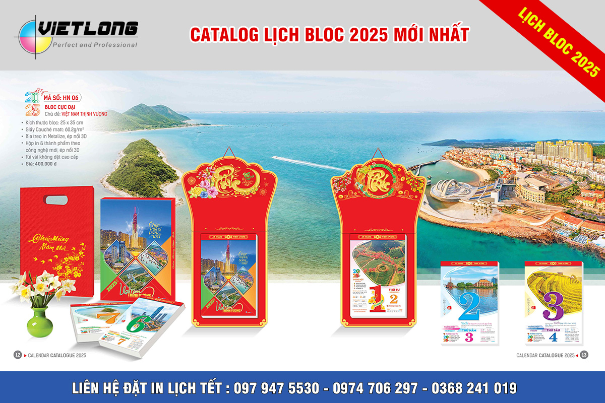 Mẫu lịch Bloc 2025 siêu đại 25x35cm mã HN06