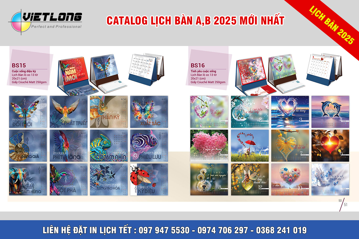 Mẫu lịch bàn 2025 cuộc sống diệu kỳ BS15