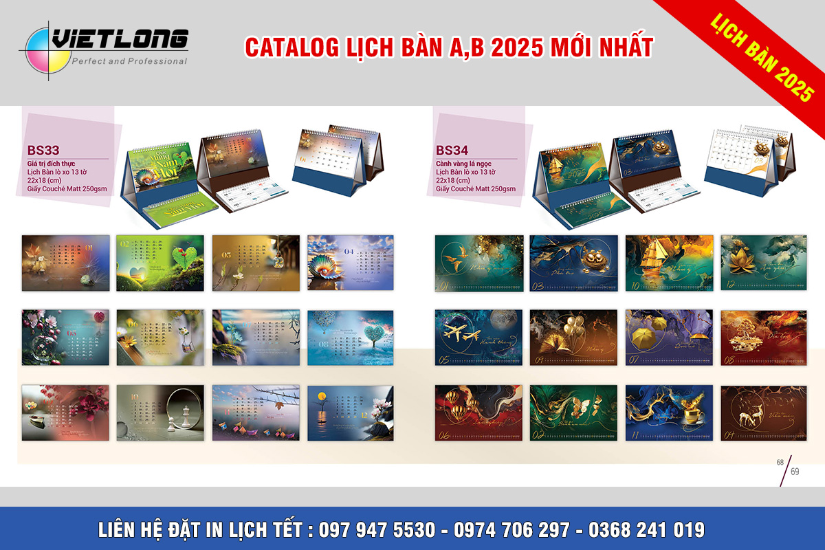 Mẫu lịch Tết để bàn 2025 Giá trị đích thực BS33