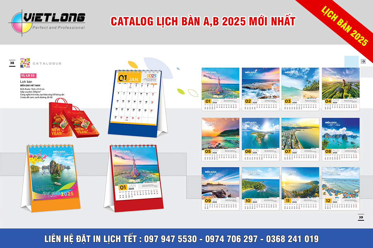 Mẫu lịch Tết để bàn 2025 biển đảo việt nam LB03