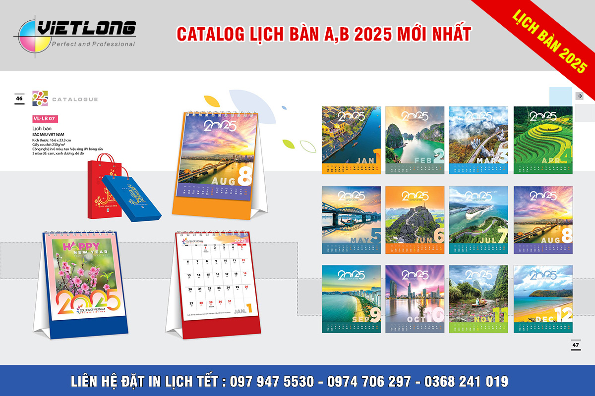 In lịch bàn 2025 tại Hà Nội mã LB 07