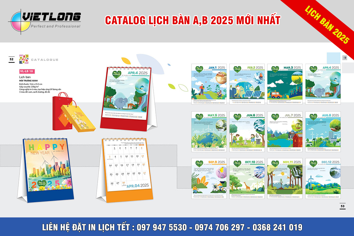 In lịch bàn 2025 tại Hà Nội chủ đề môi trường xanh