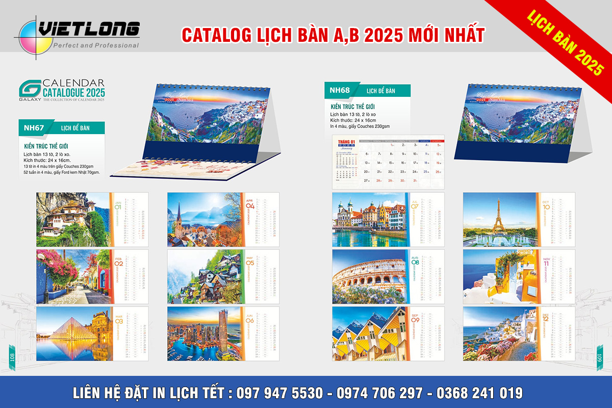 catalog lịch Tết để bàn 2025 Kiến trúc thế giới NH67
