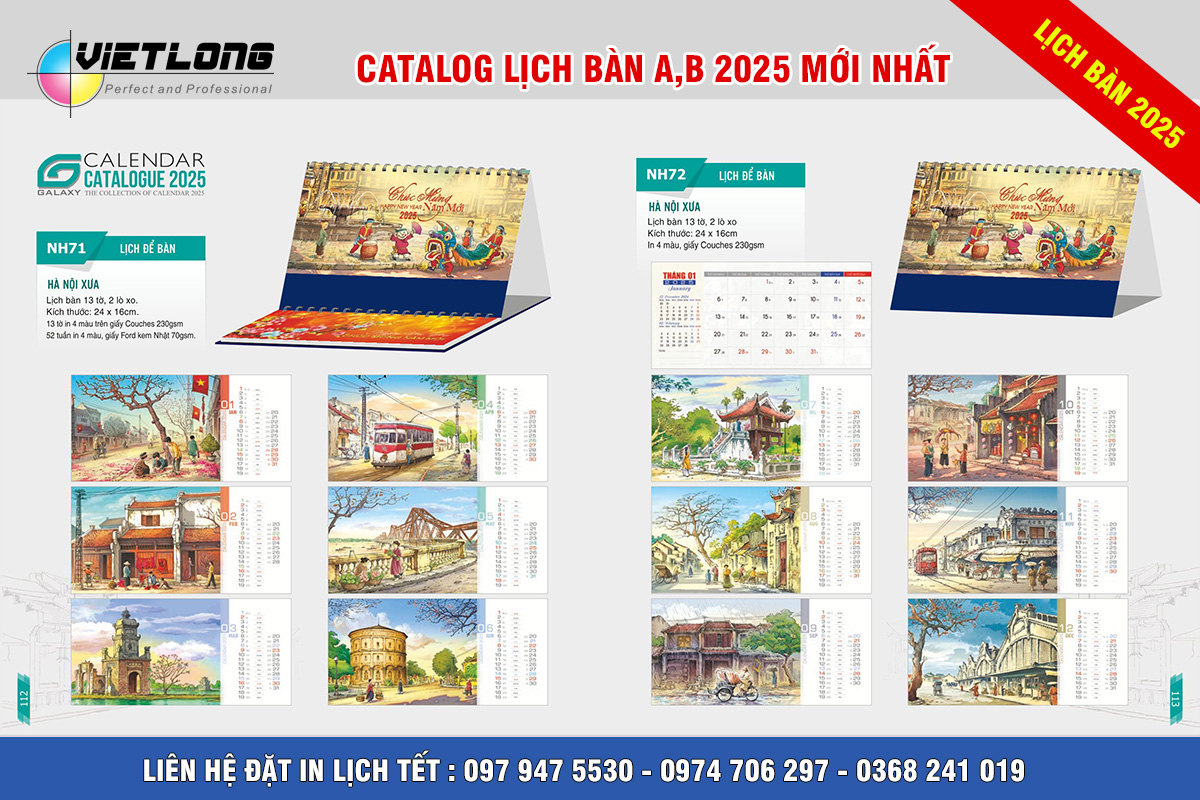 catalog lịch Tết để bàn 2025 Hà Nội xưa NH71