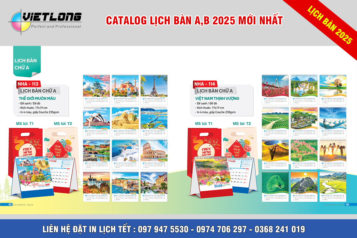 Công ty in lịch Tết để bàn 2025 thế giới muôn màu NHA 113 