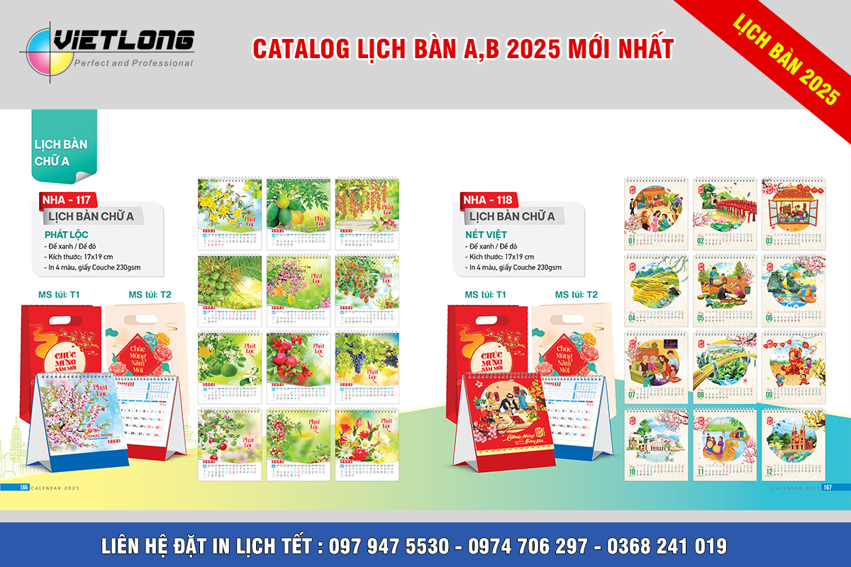 Công ty in lịch Tết để bàn 2025 Nét Xuân NHA 117