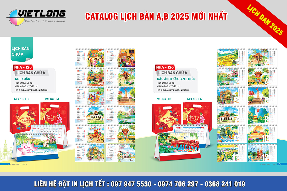 Công ty in lịch Tết để bàn 2025 Nét Xuân NHA 125