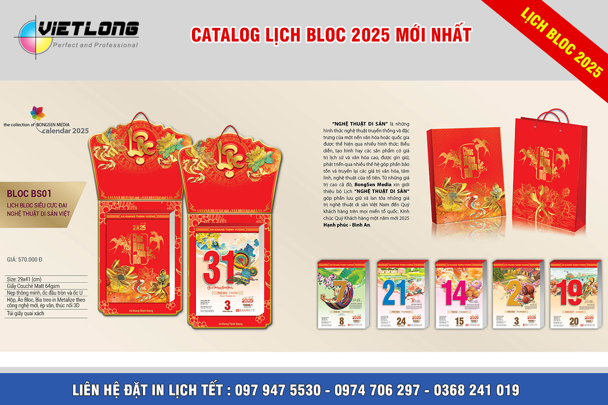công ty in lịch Tết bloc 2025 hà nội