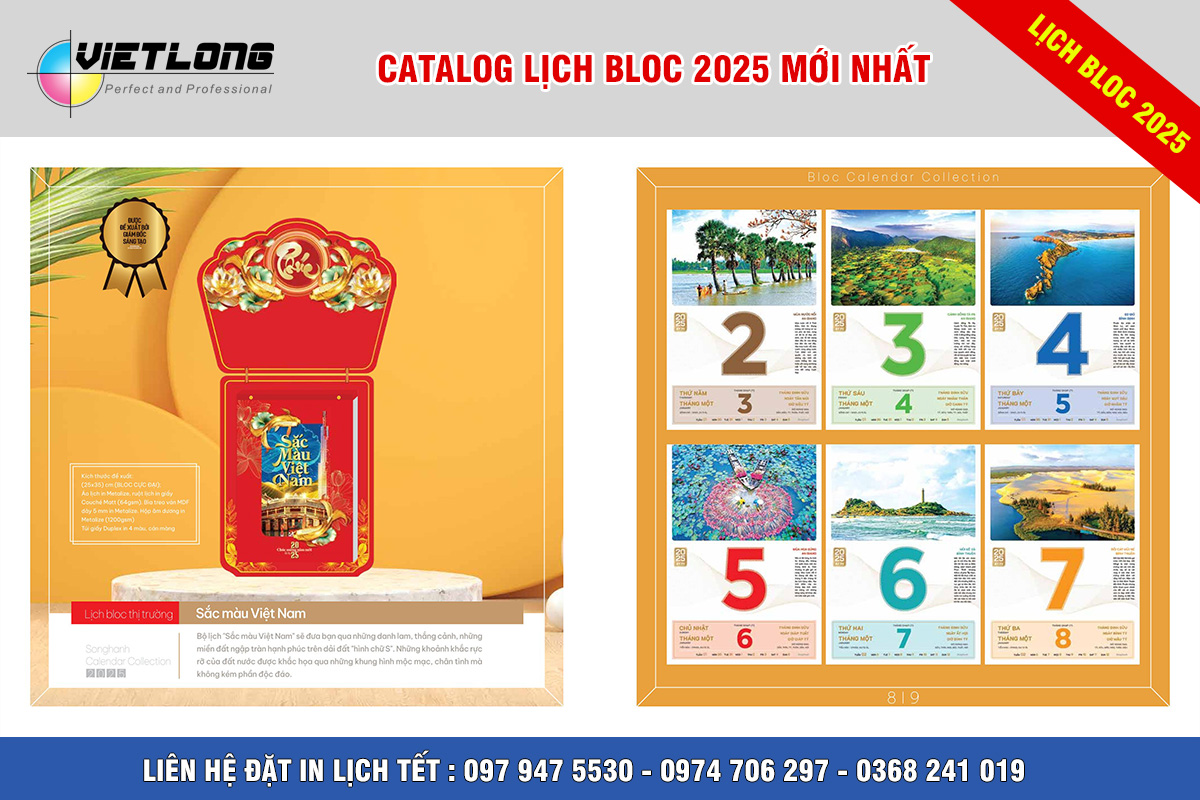 Mẫu lịch Bloc 2025 siêu đại 25x35cm mã SH