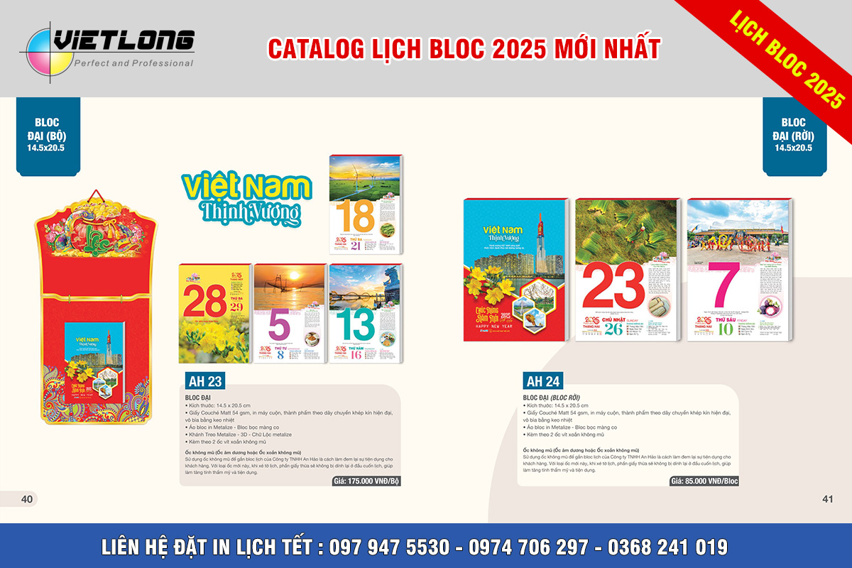 In lịch Bloc đại 2025 tại Hà Nội mã AH23