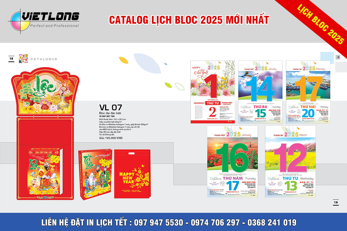 In lịch Bloc đại 2025 tại Hà Nội mã VL07