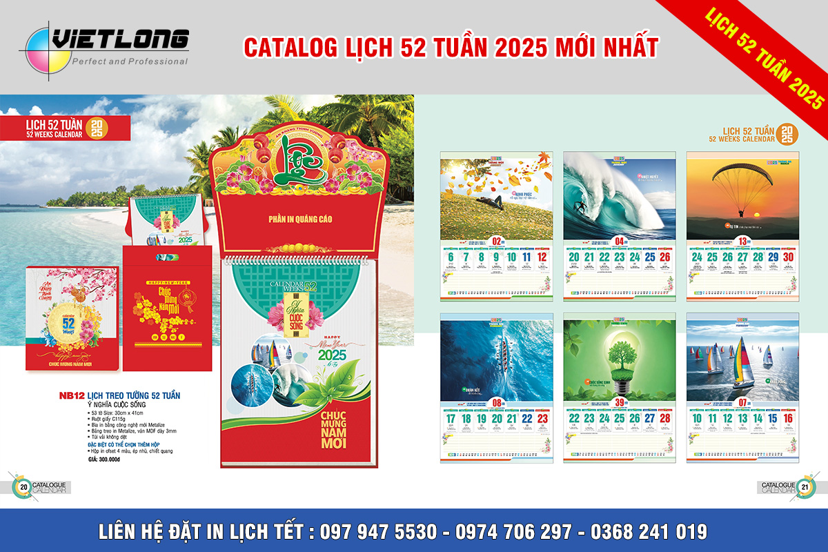 In lịch 52 tuần 2025 tại hà Nội mẫu NB12 ý nghĩa cuộc sống