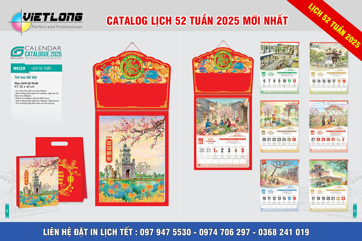 Mẫu lịch 52 tuần NH29 tinh hoa đất Việt