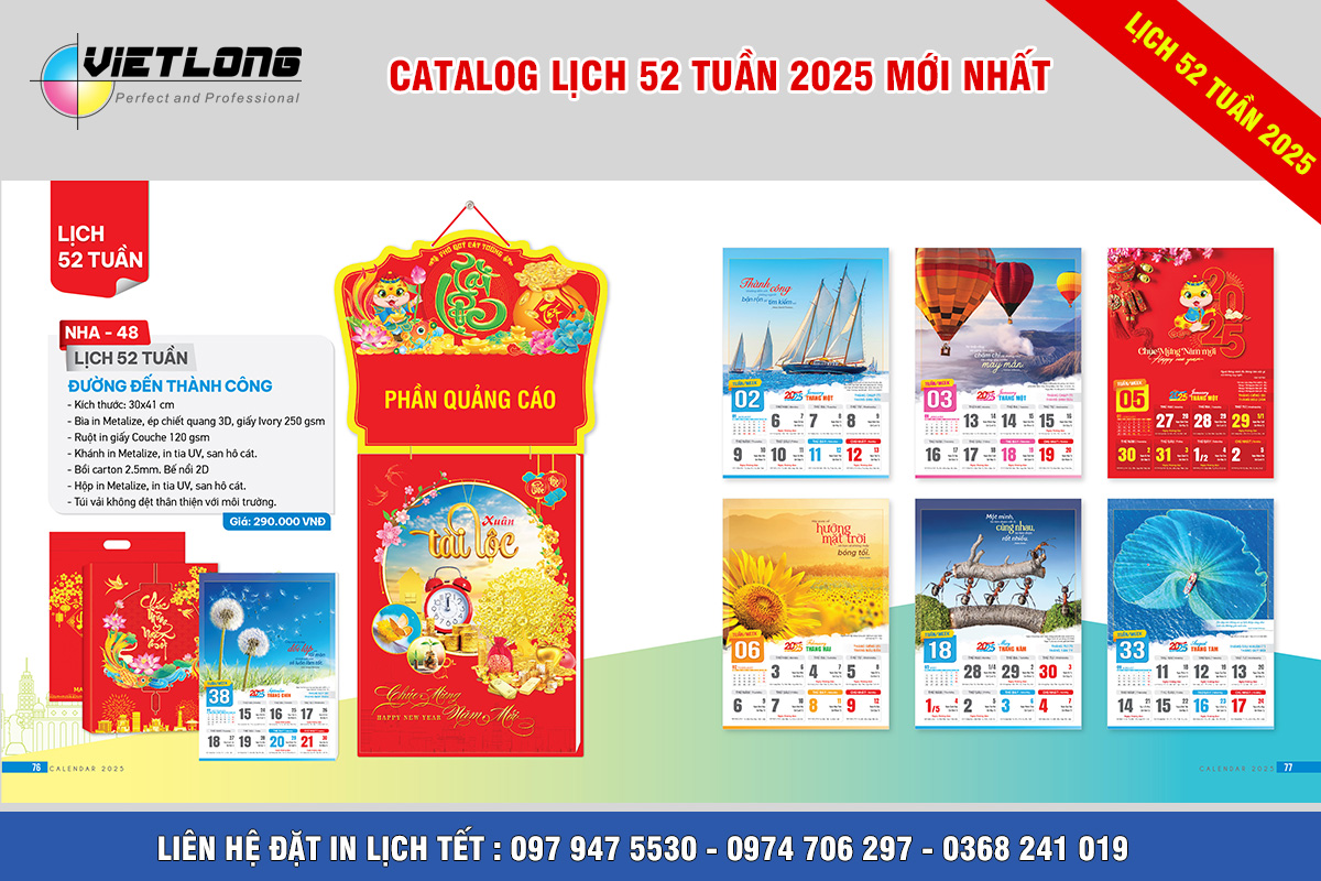 In lịch 52 tuần 2025 tại hà Nội mẫu NHA48 đường đến thành công