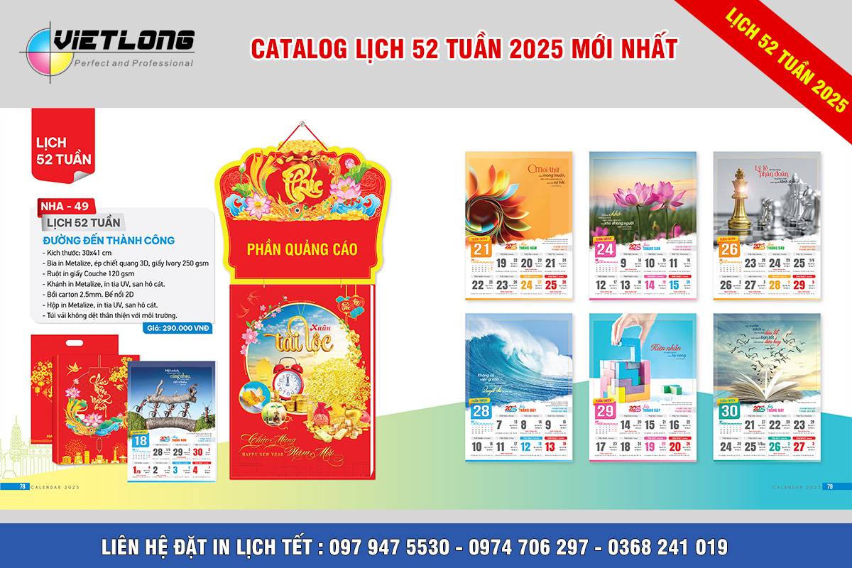 Mẫu lịch 52 tuần NHA49 đường đến thành công