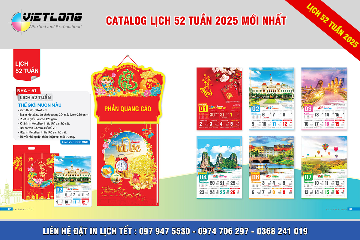 Mẫu lịch 52 tuần NHA51 thế giới muôn màu