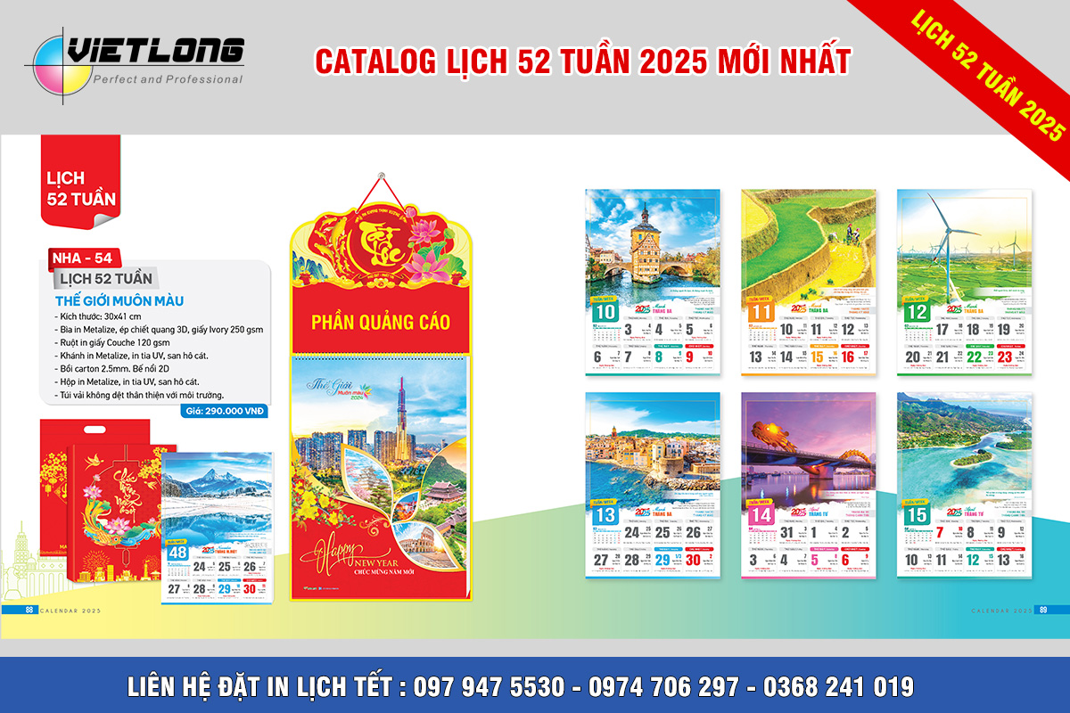 Mẫu lịch 52 tuần NHA54