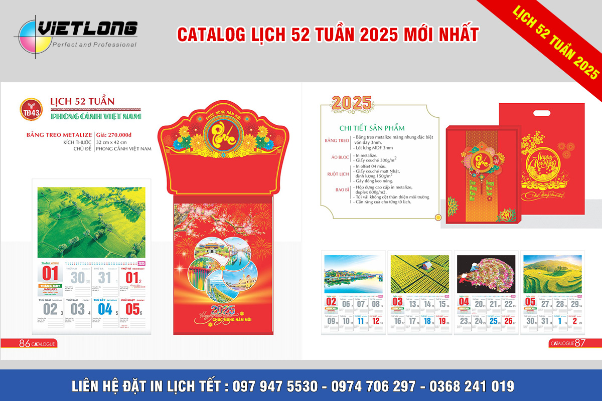 Mẫu lịch 52 tuần TD43 phong cảnh việt nam