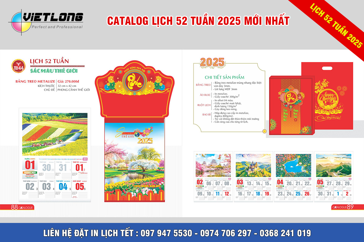 Mẫu lịch 52 tuần TD44 sắc màu thế giới