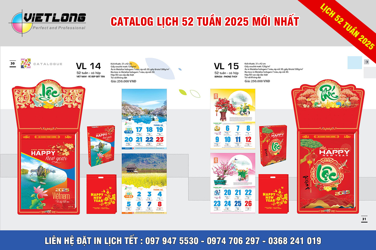 Mẫu lịch 52 tuần VL14 Việt Nam vẻ đẹp bất tận