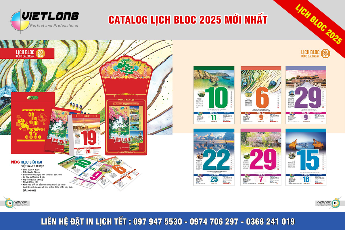 Mẫu lịch Tết Bloc 2025 KT 20x30cm mã NB06