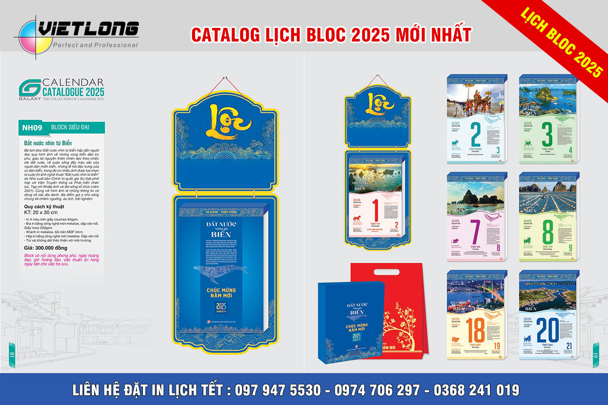 Mẫu lịch Tết Bloc 2025 KT 20x30cm mã NH09