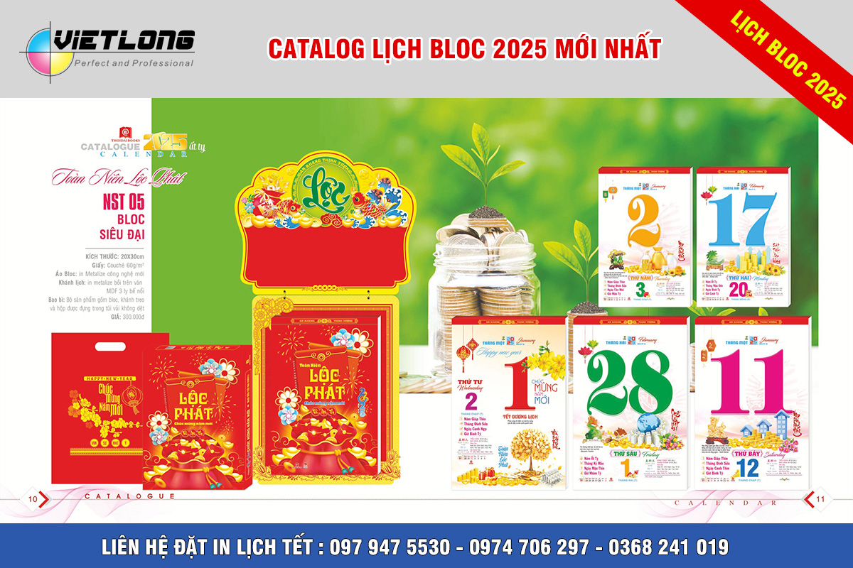 Mẫu lịch Tết Bloc 2025 KT 20x30cm mã NST05