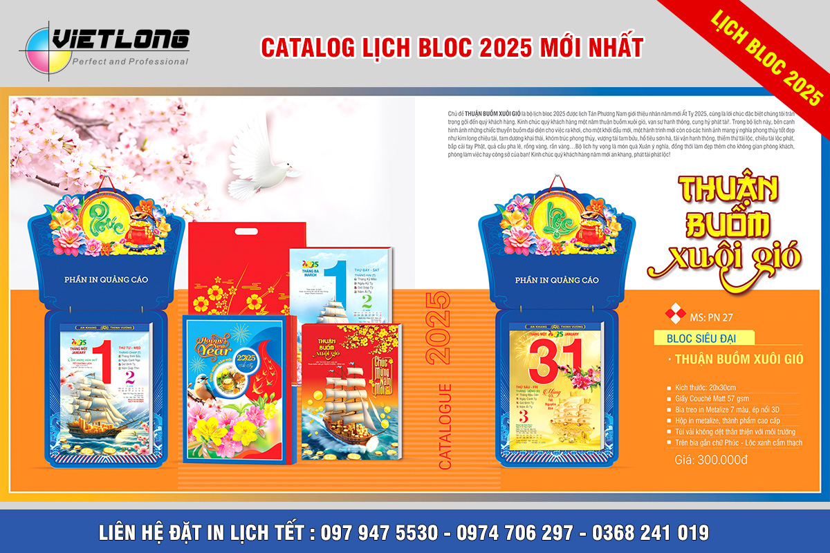 Mẫu lịch siêu đại 20x30cm 2025 chủ đề ý nghĩa