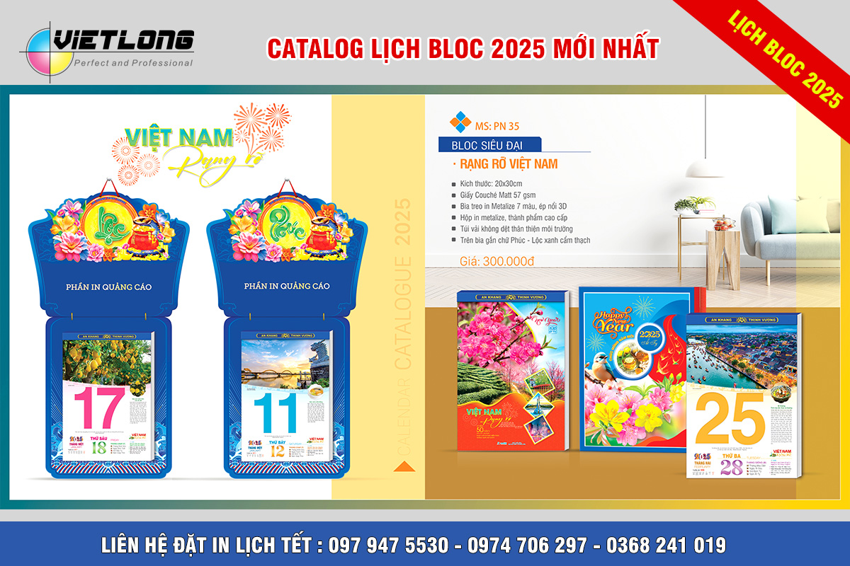 Mẫu lịch bloc siêu đại 20x30cm 2025 cảnh đẹp việt nam