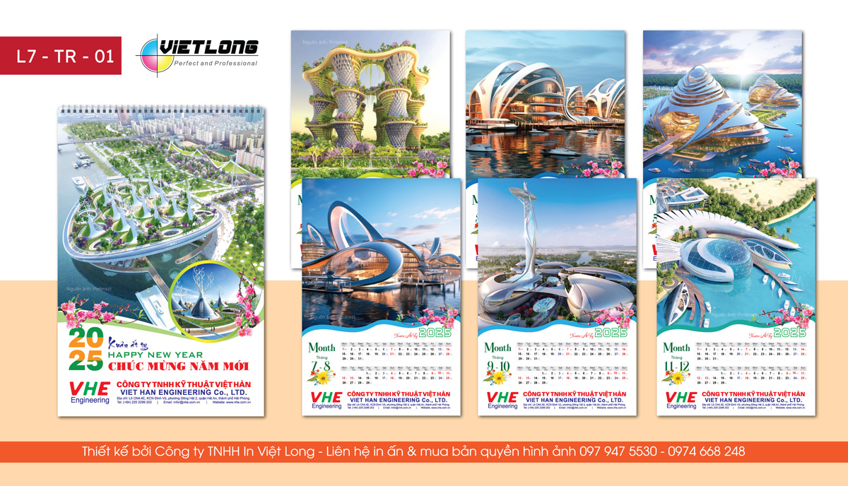Mẫu lịch Tết 7 tờ treo tường 2025 xuân ẤT TỴ