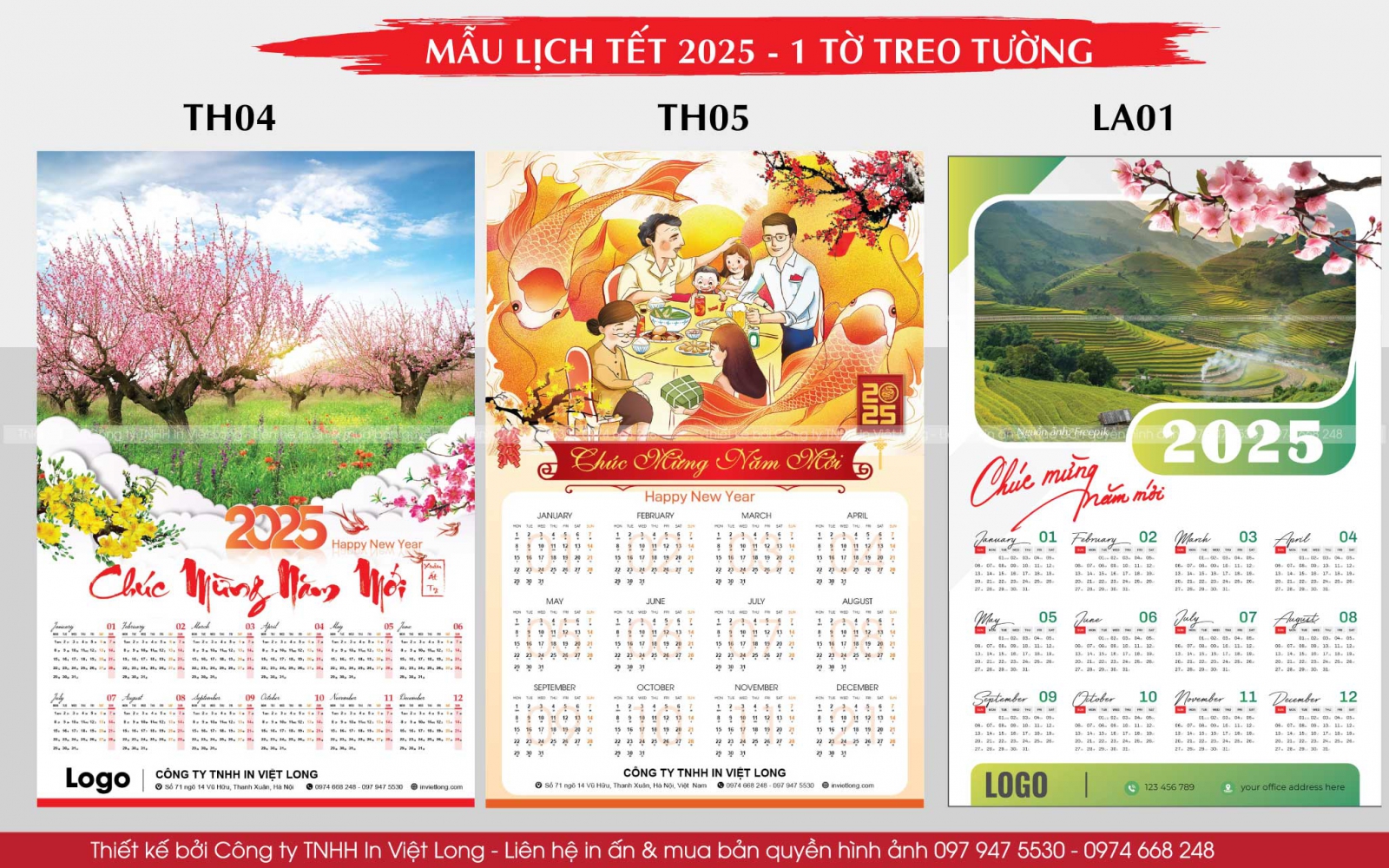 Thiết kế lịch 1 tờ 2025 đẹp
